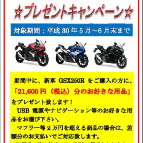 スズキ GSX250R 用品プレゼントキャンペーン スズキ GSX250R 用品プレゼントキャンペーン